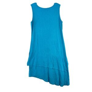 Blue Canoe Dress Women's Medium Blue Tiered Asymmetric Organic‎ Cotton USA Made